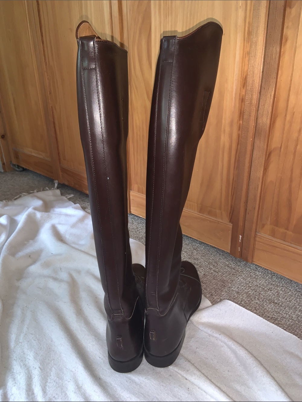 VOGEL BROWN CUSTOM TALL ENGLISH FIELD BOOTS 7.5 slim calfskin riding equestrian - Picture 4 of 14